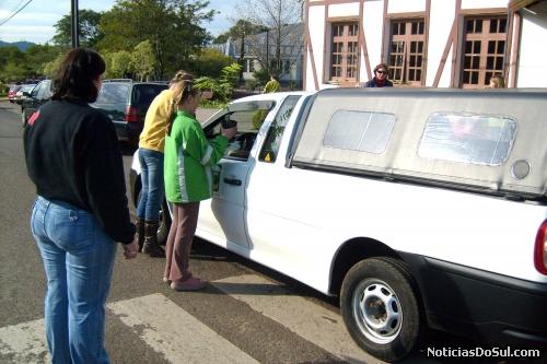 A Distribuição de mudas foi coordenada pela secretaria da Educação e pela Secreatria da Agricultura (Foto: Cleo M Meurer)